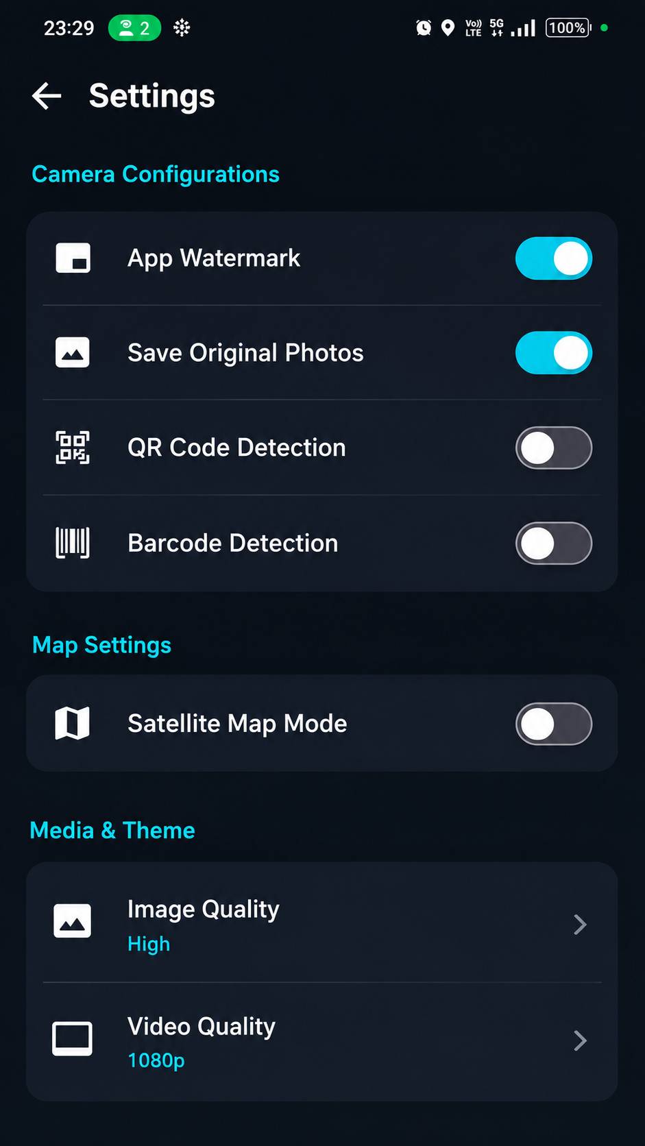 App Settings & QR & Barcode Ready feature