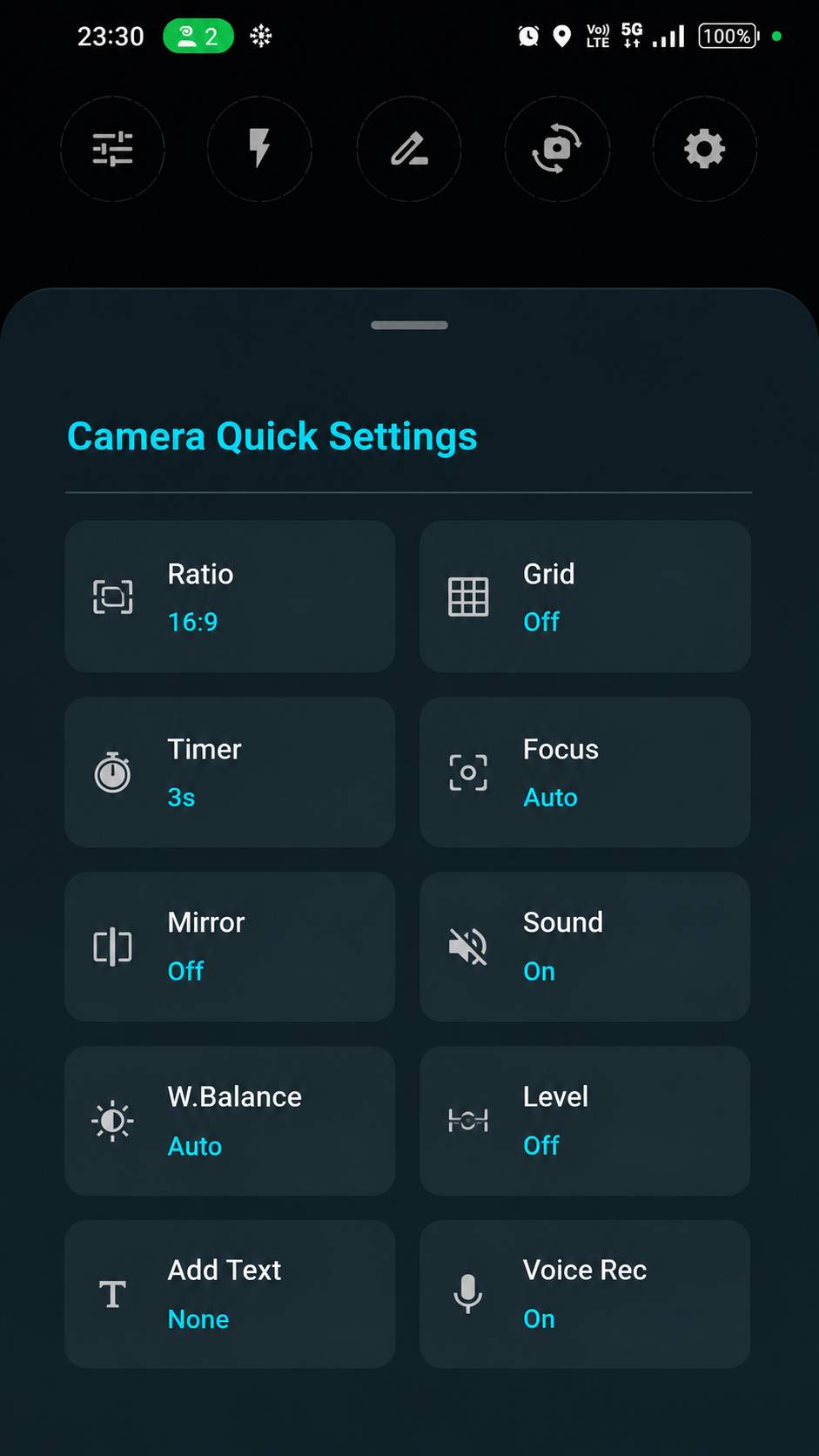 Quick Camera Settings feature