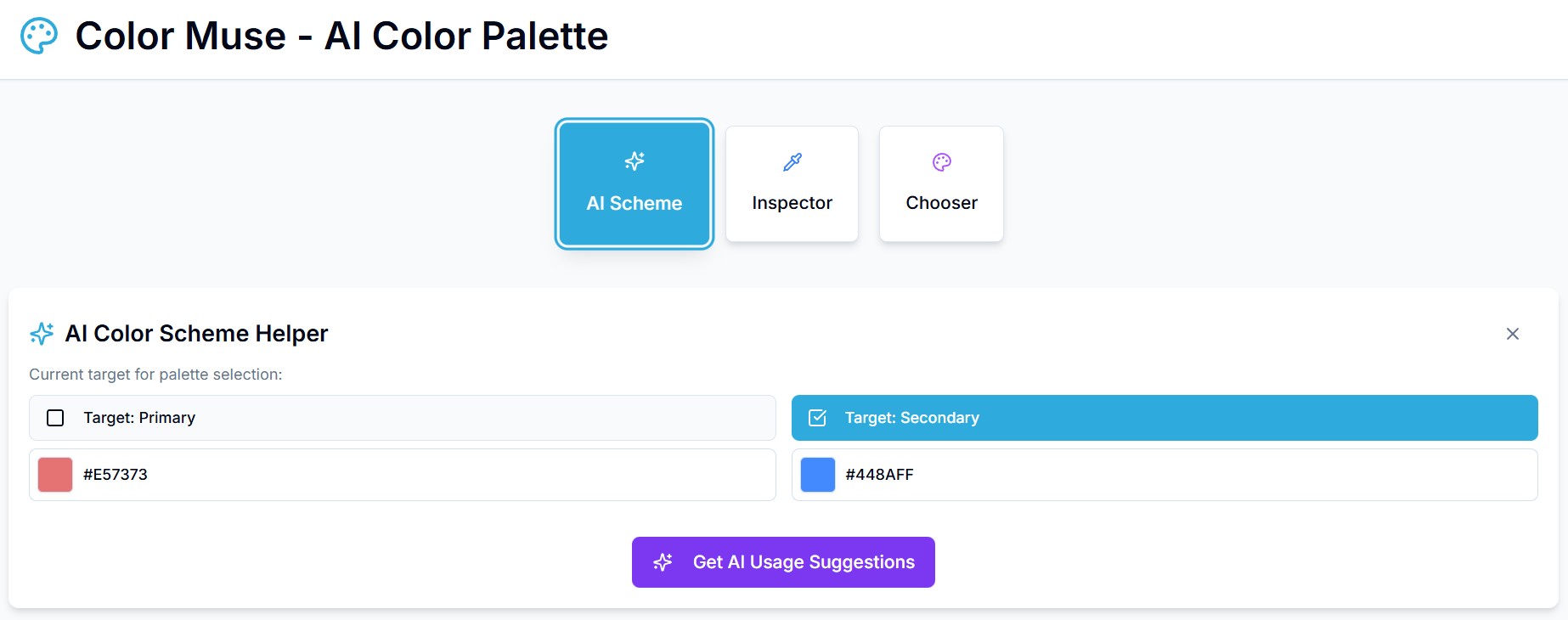 AI Color Scheme Selector feature