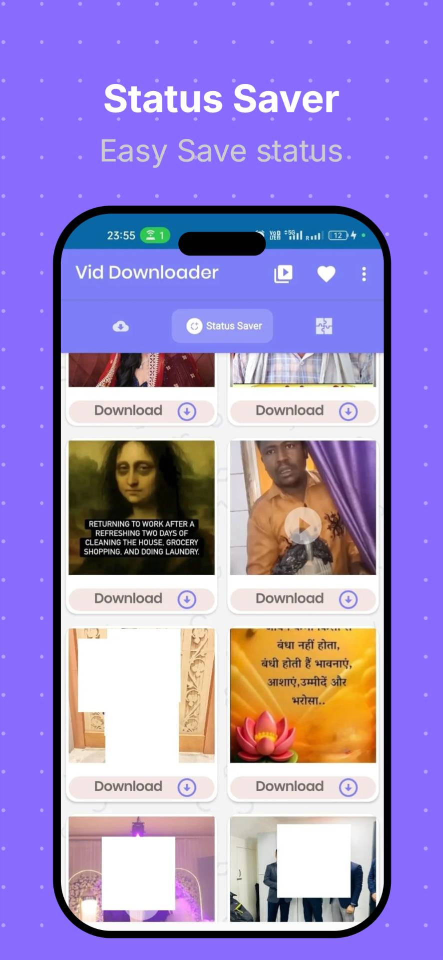 📱 Status Saver feature
