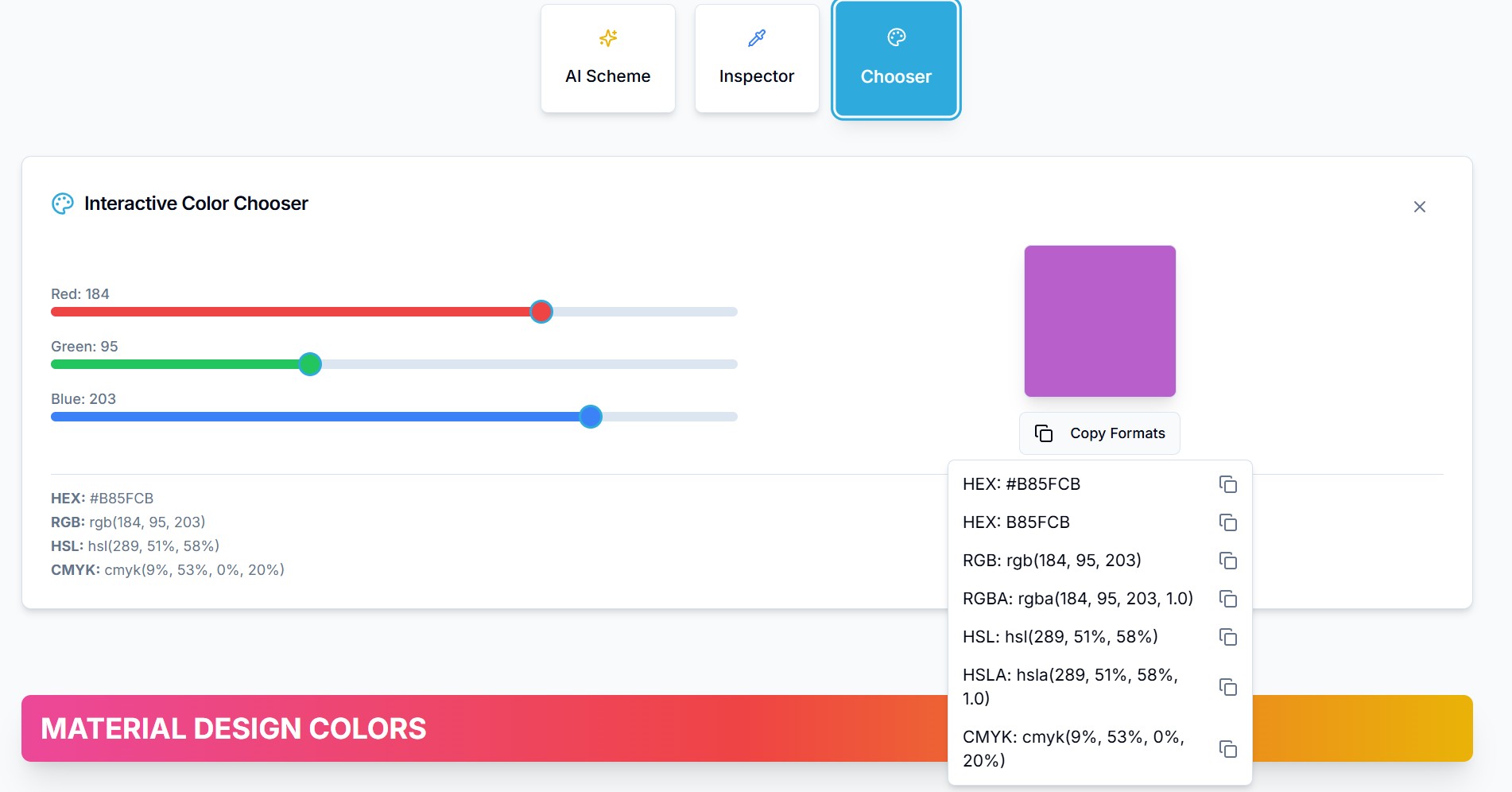 Color Chooser With Selector feature