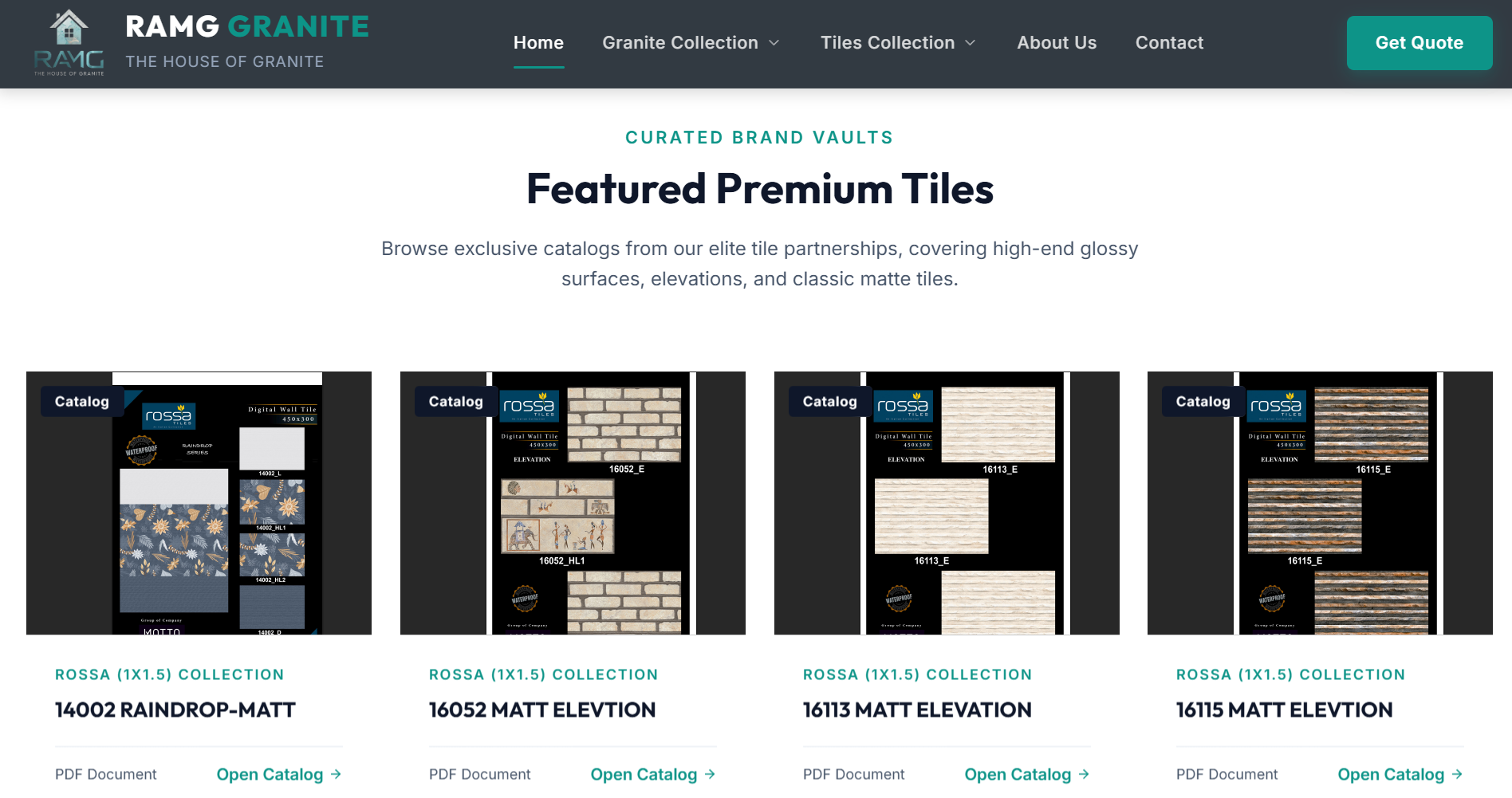 Featuring Tiles Catalog feature