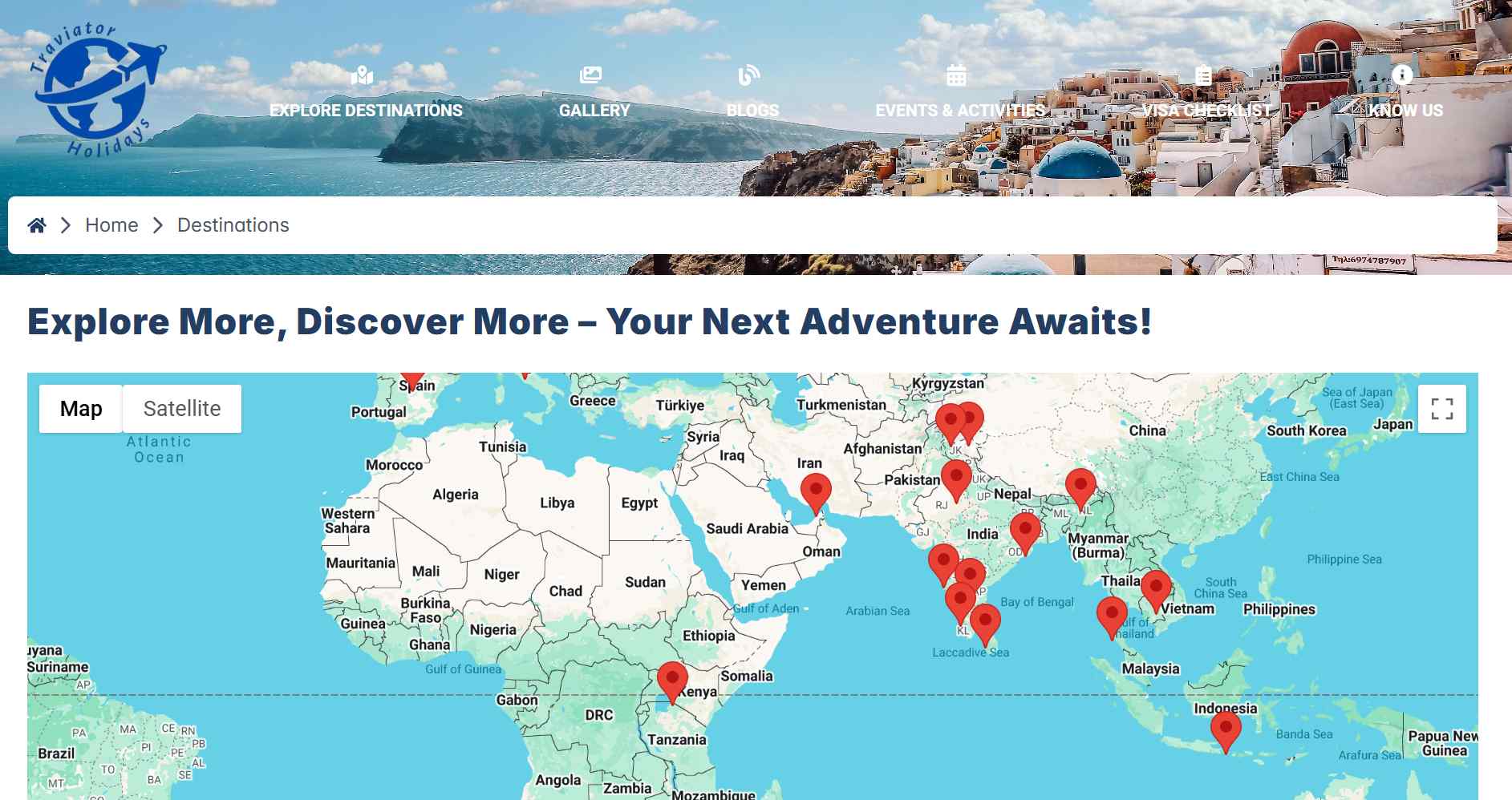 Destinations Map feature
