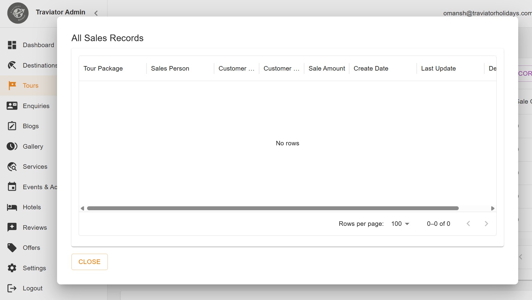 Sales Records & CRUD feature