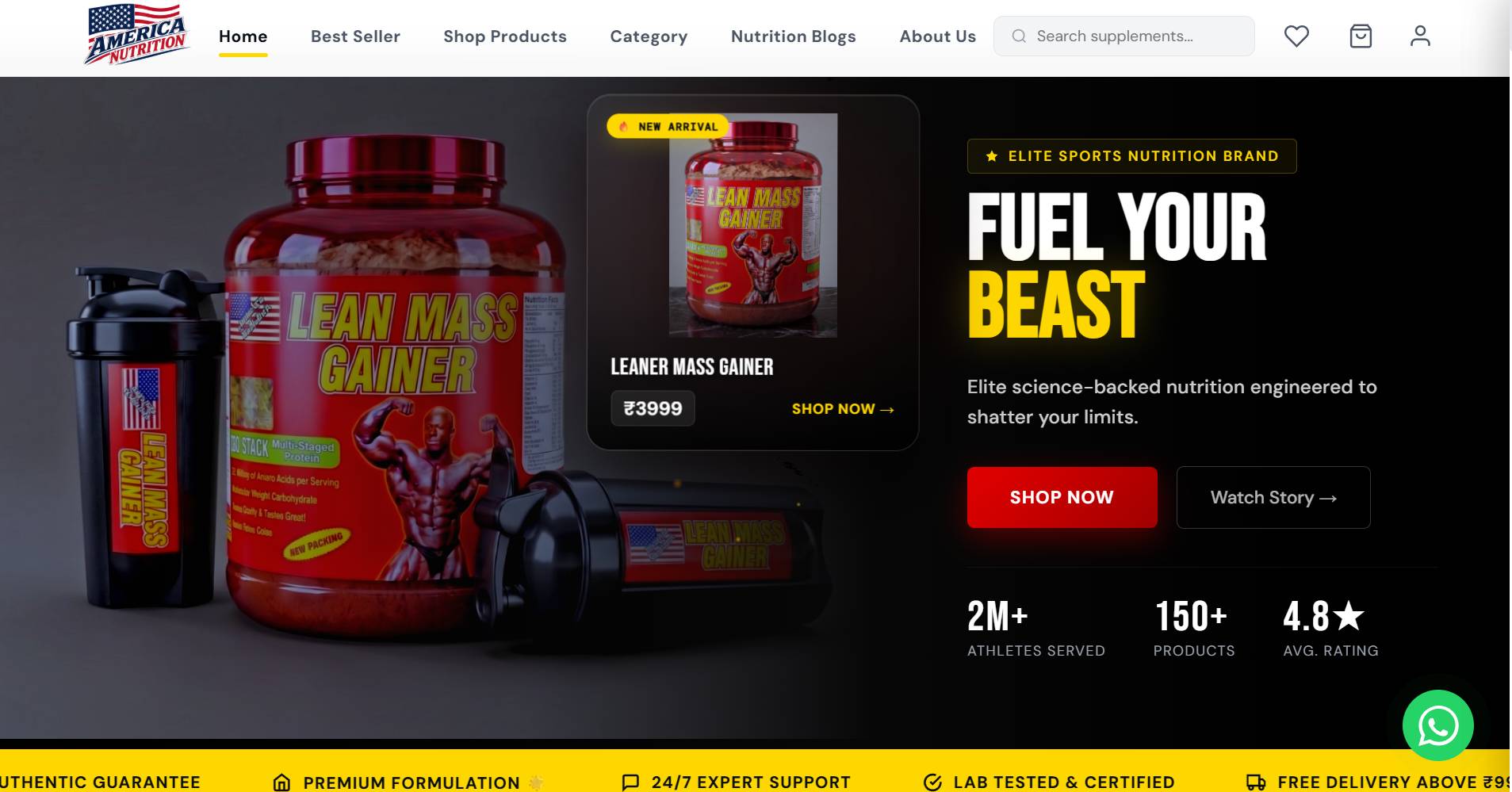 America Nutrition E-Commerce Website thumbnail